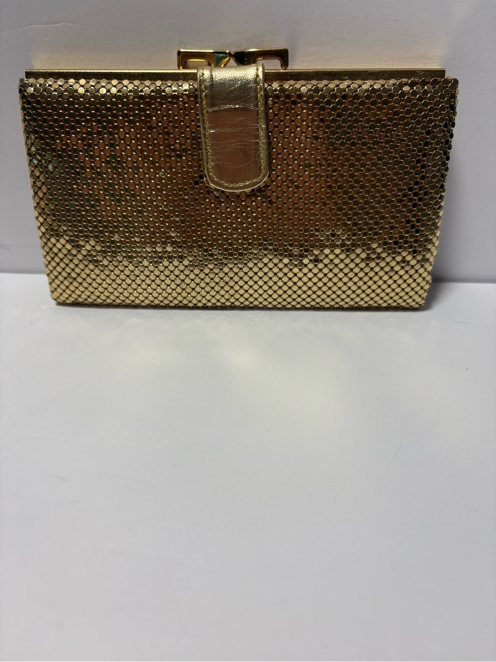 Whiting & Davis Gold Metallic Mesh Evening Clutch